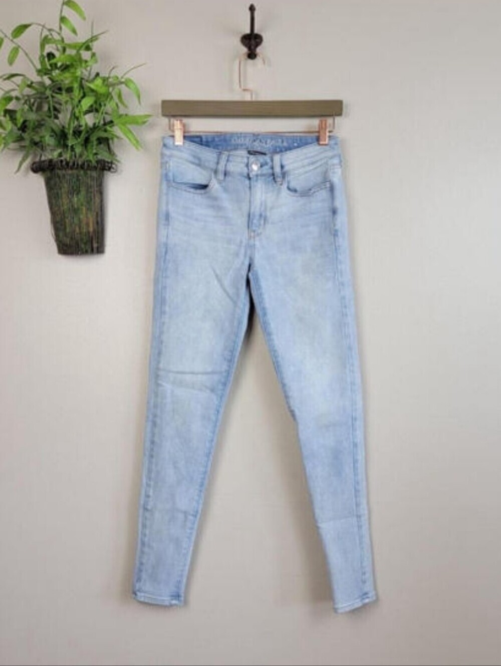 AE 2 American Eagle Hi Rise Skinny Jeans Jegging Light Wash Stretch Knit